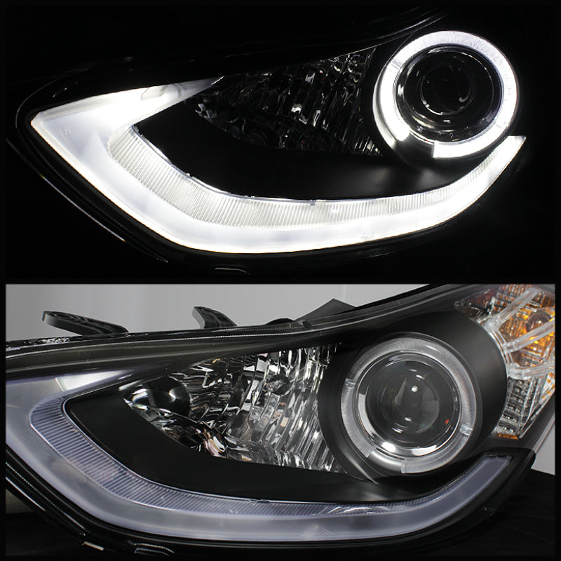 Spyder Hyundai Elantra 11-13 Projector Headlights LED Halo DRL Blk PRO-YD-HYELAN11-DRL-BK - Burkken Auto Parts