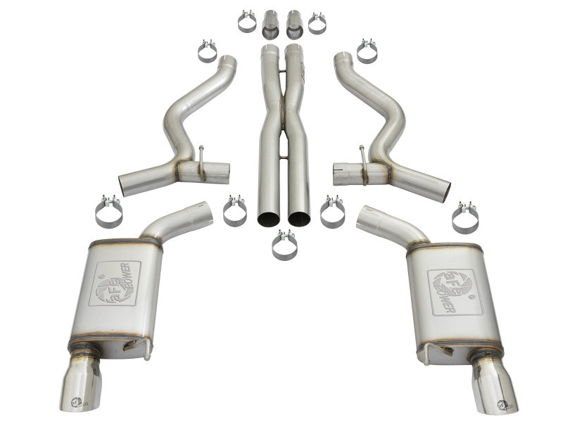 aFe MACHForce XP 3in 304 SS Cat-Back Exhausts w/ Polished Tips 15-17 Ford Mustang GT V8-5.0L/V6-3.7L - Burkken Auto Parts