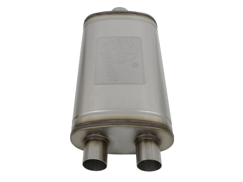 aFe MACHForce XP SS Muffler 3in Center Inlet / 2.5in Dual Outlets 22in L x 11in W x 6in H Body - Burkken Auto Parts
