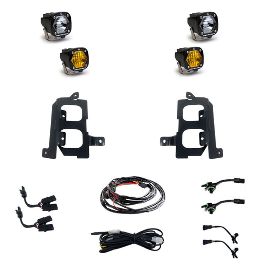 Baja Designs 19-22 GMC 1500 S1 Fog Pocket Mount Kit Clear Spot / Clear Wide Cornering