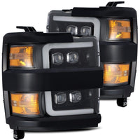 AlphaRex 15-18 Chevy 2500HD NOVA LED Proj Headlight Plank Style Jet Blk w/Activ Light/Seq Signal/DRL - Burkken Auto Parts