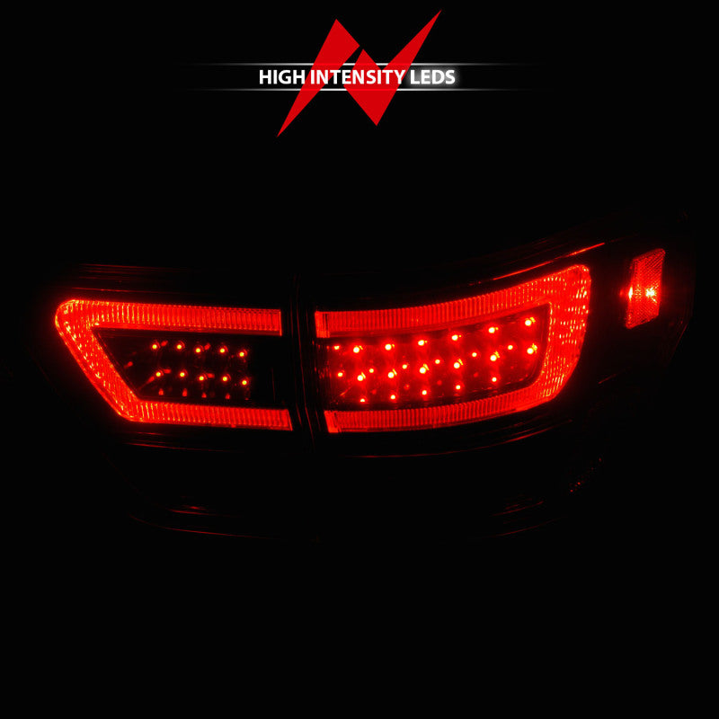 ANZO 11-13 Jeep Grand Cherokee LED Taillights w/ Lightbar Black Housing/Clear Lens 4pcs - Burkken Auto Parts