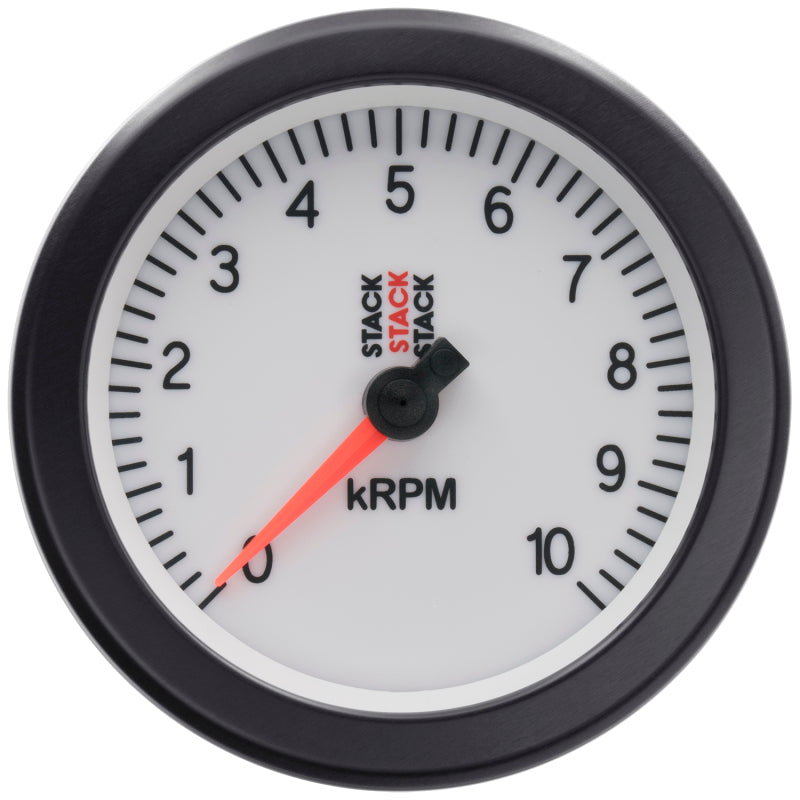 Autometer Stack Sport 88mm 0-10K RPM Tachometer - White - Burkken Auto Parts