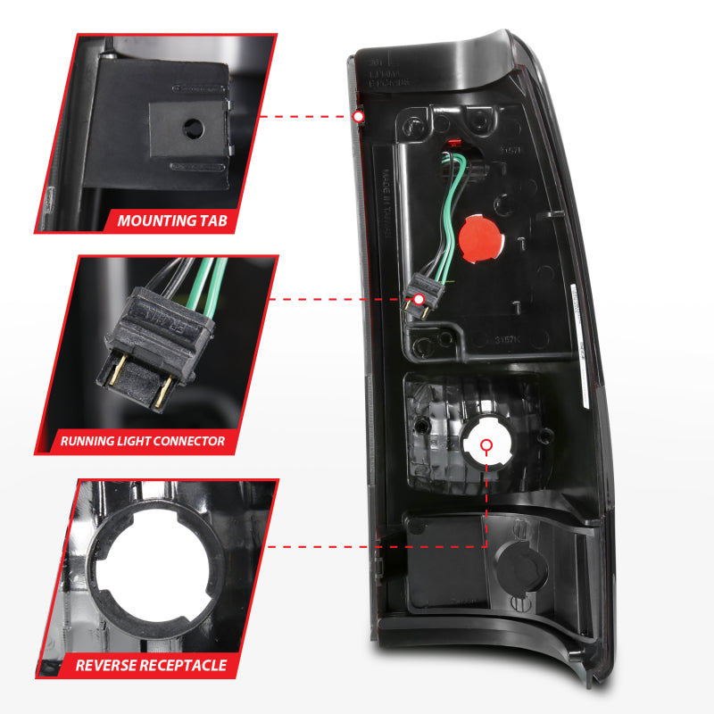 ANZO 1999-2002 Chevy Silverado 1500 LED Taillights Plank Style Black w/Smoke Lens - Burkken Auto Parts