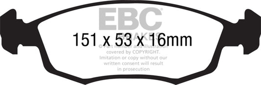 EBC 11+ Fiat 500 1.4 (ATE Calipers) Greenstuff Front Brake Pads - Burkken Auto Parts