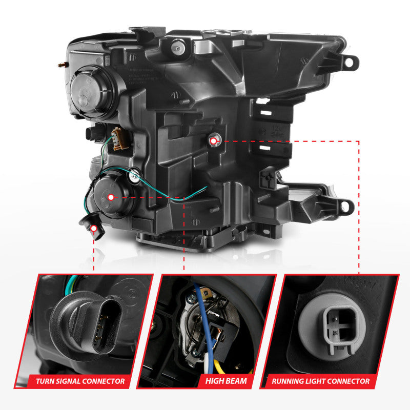 ANZO 2018-2019 Ford F-150 Projector Plank Style H.L. Black Amber (Without Switchback) - Burkken Auto Parts