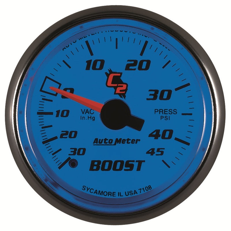 Autometer C2 52mm 30 In Hg-Vac/45 PSI Mechanical Vacuum/Boost Gauge - Burkken Auto Parts