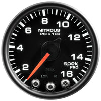 Autometer Spek-Pro Gauge Nitrous Press 2 1/16in 1600psi Stepper Motor W/Peak & Warn Blk/Blk - Burkken Auto Parts