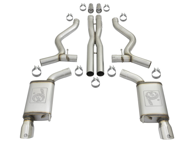 aFe MACHForce XP 3in Sport Tone Cat-Back Exhausts w/ Polished Tips 15-17 Ford Mustang V6/V8 - Burkken Auto Parts