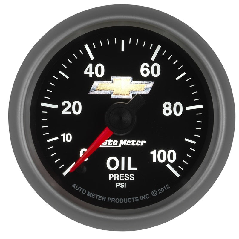 AutoMeter Gauge Oil Press 2-1/16in. 100PSI Digital Stepper Motor Chevy Gold Bowtie - Burkken Auto Parts