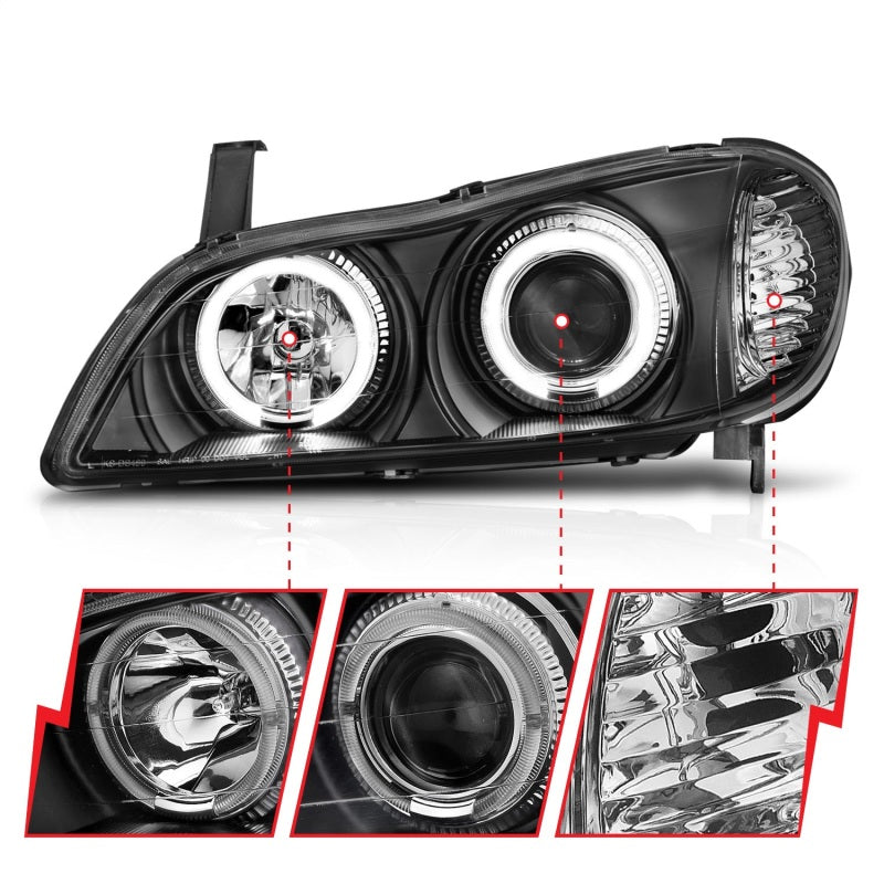 ANZO 2000-2004 Infiniti I30 Projector Headlights w/ Halo Black - Burkken Auto Parts
