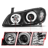 ANZO 2000-2004 Infiniti I30 Projector Headlights w/ Halo Black - Burkken Auto Parts