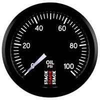 Autometer Stack 52mm 0-100 PSI 1/8in NPTF Male Pro Stepper Motor Oil Pressure Gauge - Black - Burkken Auto Parts
