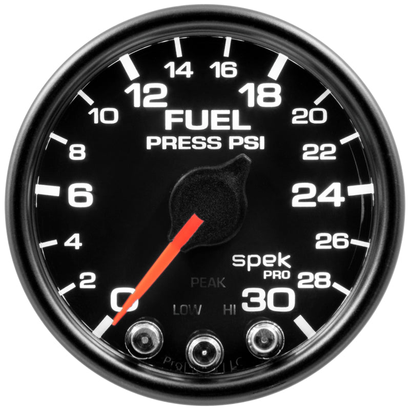 Autometer Spek-Pro Gauge Fuel Press 2 1/16in 30psi Stepper Motor W/Peak & Warn Blk/Blk - Burkken Auto Parts