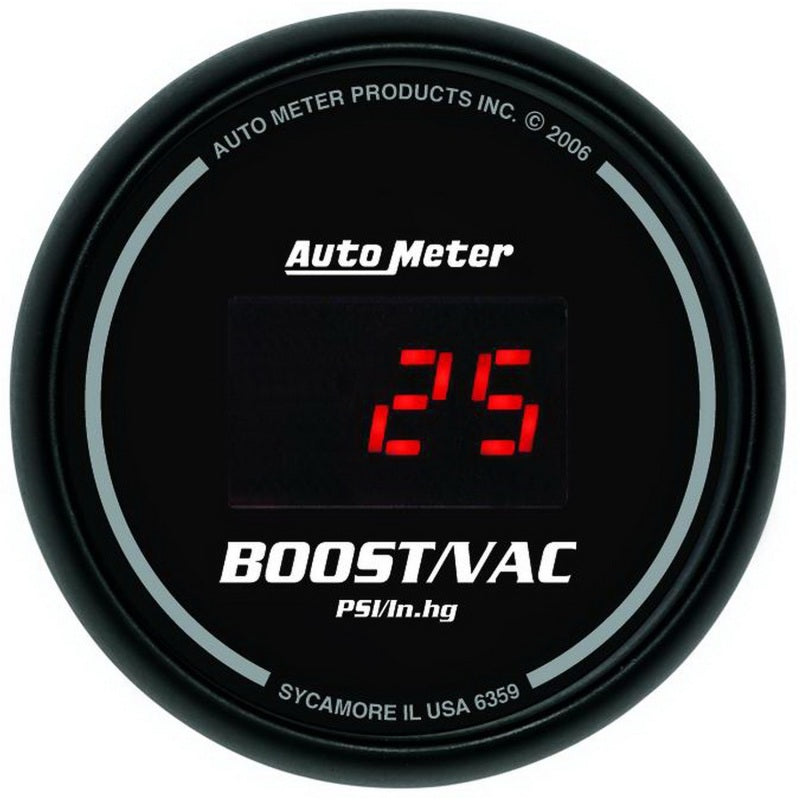Autometer Black 52mm 30 In Hg.-Vac./30 PSI Digital Vacuum/Boost Gauge - Burkken Auto Parts