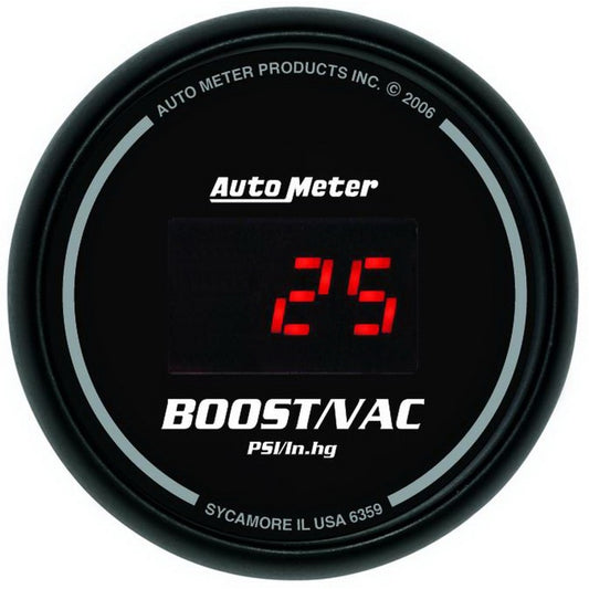 Autometer Black 52mm 30 In Hg.-Vac./30 PSI Digital Vacuum/Boost Gauge - Burkken Auto Parts