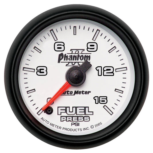 Autometer Phantom II Fuel Pressure Gauge 2-1/16in 15PSI Digital Stepper Motor - Burkken Auto Parts