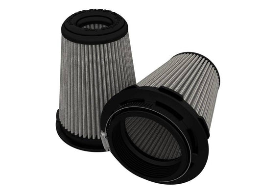 aFe MagnumFLOW Pro DRY S Air Filter 3-1/2in F x 5in B x 3-1/2in T x 6in H (Pair) - Burkken Auto Parts