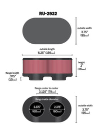 K&N Filter Universal Filter 2 3/4 inch Dual Flange GSXR Oval (2/Box) - Burkken Auto Parts