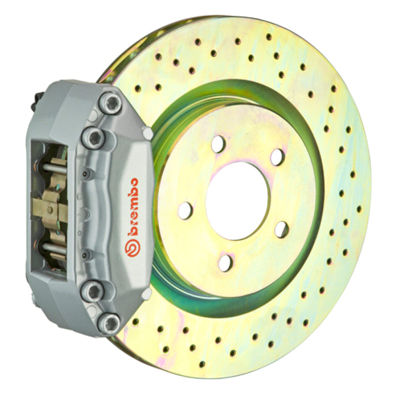 Brembo 12-19 Fiat 500 Pop/Abarth Front GT BBK 4 Piston Cast 2pc 28 5x28 1pc Rotor Drilled-Silver - Burkken Auto Parts