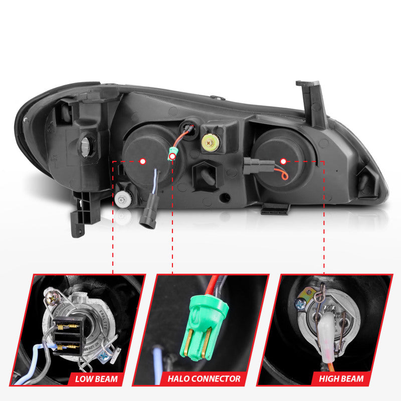 ANZO 2000-2004 Infiniti I30 Projector Headlights w/ Halo Black - Burkken Auto Parts