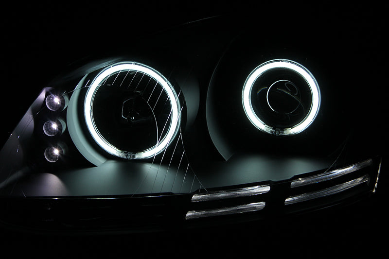 ANZO 2006-2009 Volkswagen Rabbit Projector Headlights w/ Halo Black (CCFL) - Burkken Auto Parts