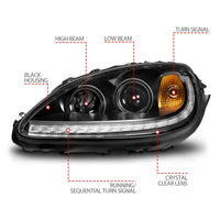 ANZO 05-13 Chevrolet Corvette Projector Headlights w/switchback & Sequential LED - Black Amber - Burkken Auto Parts
