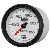 Autometer Phantom II 2-5/8in 100 PSI Mechanical Oil Pressure Gauge - Burkken Auto Parts