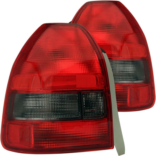 ANZO 1996-2000 Honda Civic Taillights Red/Smoke - Burkken Auto Parts