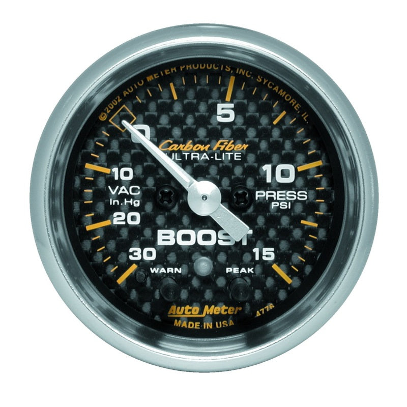 Autometer Carbon Fiber 52mm 15 PSI Electronic Boost Gauge - Burkken Auto Parts