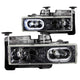 ANZO 1988-1998 Chevrolet C1500 Crystal Headlights Carbon w/ Halo - Burkken Auto Parts