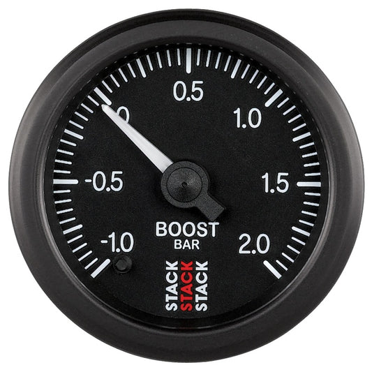Autometer Stack 52mm -1 to +2 Bar (Incl T-Fitting) Pro Stepper Motor Boost Pressure Gauge - Black - Burkken Auto Parts