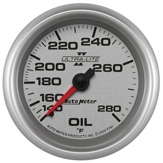 AutoMeter Gauge Oil Temp 2-5/8in. 140-280 Deg. F Mechanical Ultra-Lite II - Burkken Auto Parts
