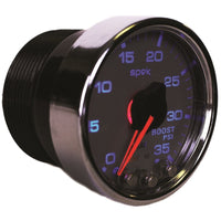 Autometer Spek-Pro Gauge Boost 2 1/16in 35psi Stepper Motor W/Peak & Warn Silver/Chrome - Burkken Auto Parts