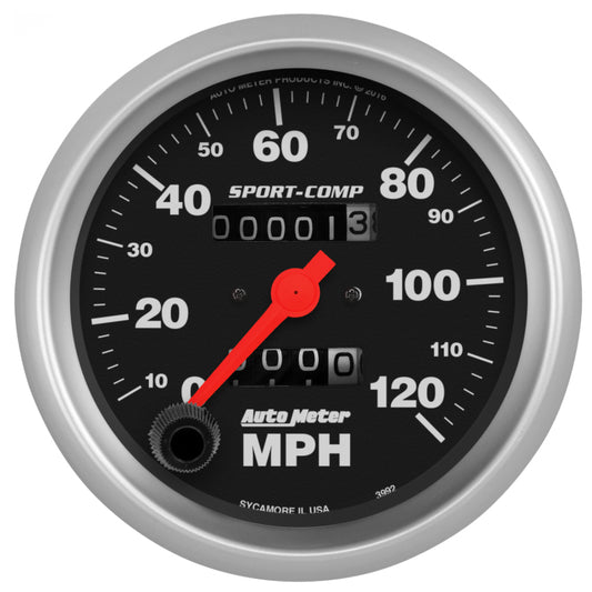 Autometer Sport-Comp 3-3/8 inch 120 MPH Mechanical Speedometer - Burkken Auto Parts