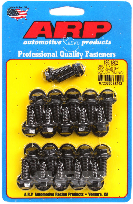 ARP BB Chevy 1-pc Oil Pan Gasket w/ Alum Timing Cover Hex Bolt Kit - Burkken Auto Parts