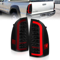 ANZO 05-15 Toyota Tacoma Full LED Tail Lights w/Light Bar Sequential Black Housing Smoke Lens - Burkken Auto Parts