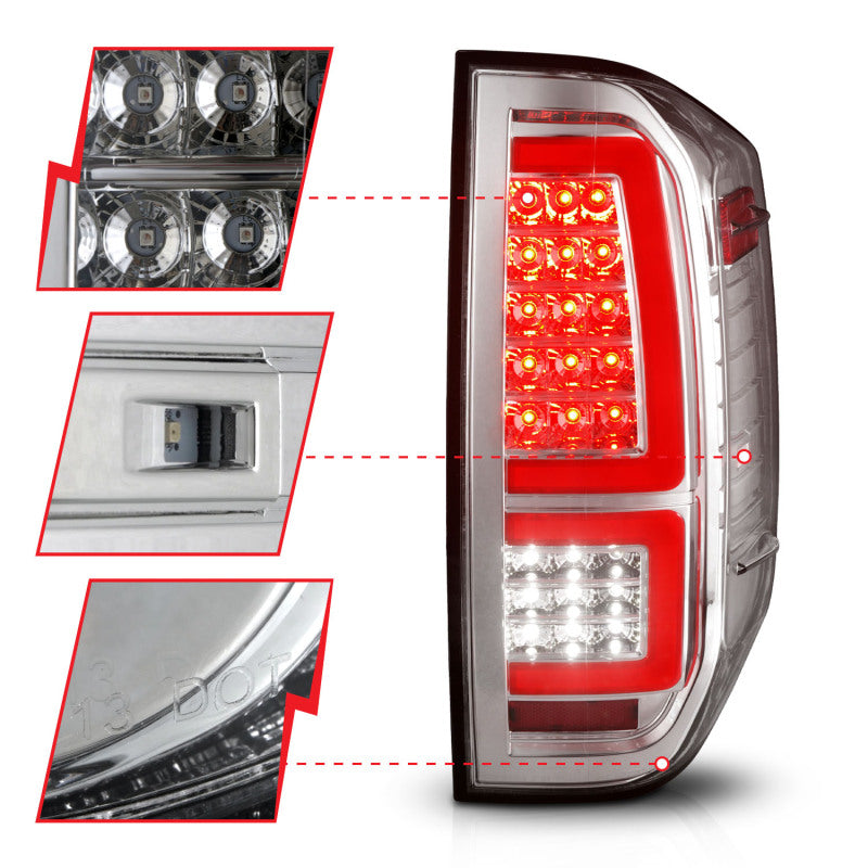 ANZO 2014-2021 Toyota Tundra LED Taillights Chrome Housing/Clear Lens - Burkken Auto Parts