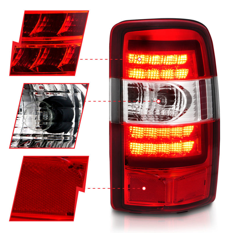 ANZO 2000-2006 Chevrolet Tahoe LED Tail Lights w/ Red Lens Chrome Housing - Burkken Auto Parts
