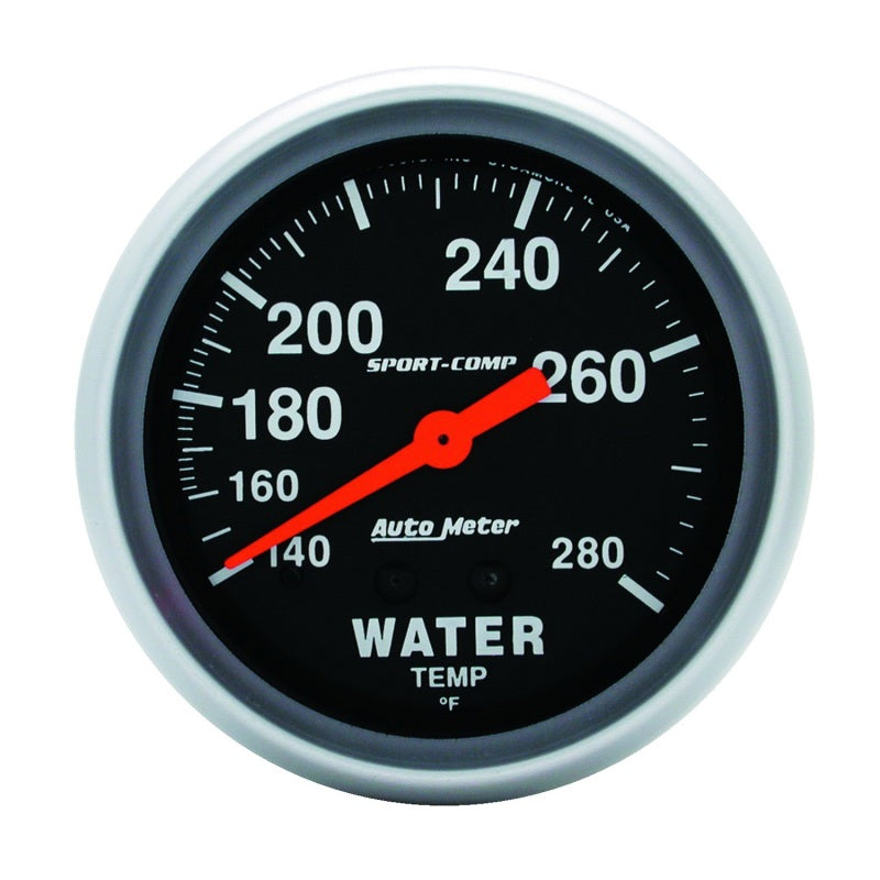 Autometer Sport-Comp 66.7mm 140-280 Degree F PSI Mechanical Water Temperature Gauge - Burkken Auto Parts