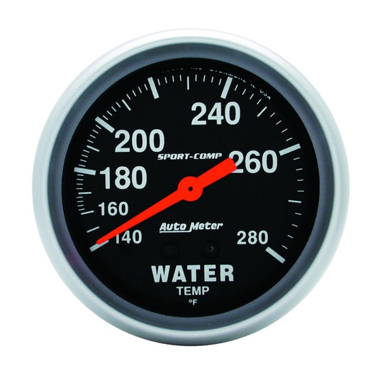 Autometer Sport-Comp 66.7mm 140-280 Degree F PSI Mechanical Water Temperature Gauge - Burkken Auto Parts