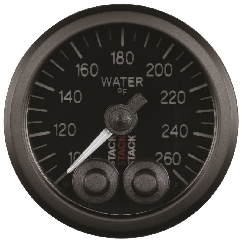 Autometer Stack Pro Control 52mm 100-260 deg F Water Temp Gauge - Black (1/8in NPTF Male) - Burkken Auto Parts