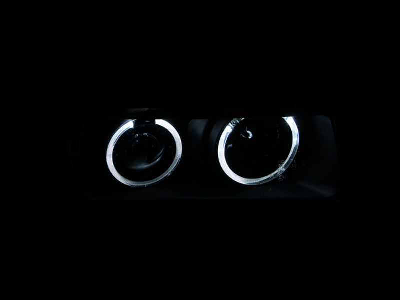 ANZO 1992-1998 BMW 3 Series E36 Projector Headlights w/ Halo Black G2 1 pc - Burkken Auto Parts