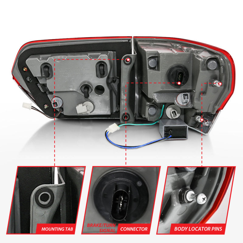 ANZO 2014-2016 Jeep Grand Cherokee LED Taillights Red/Clear - Burkken Auto Parts