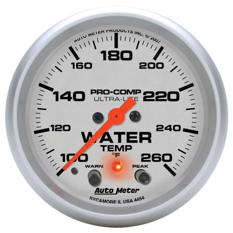 Autometer 66.7mm 100-260 degree F Full Sweep Electronic w/ Peak and Warning Water Temperature Gauge - Burkken Auto Parts