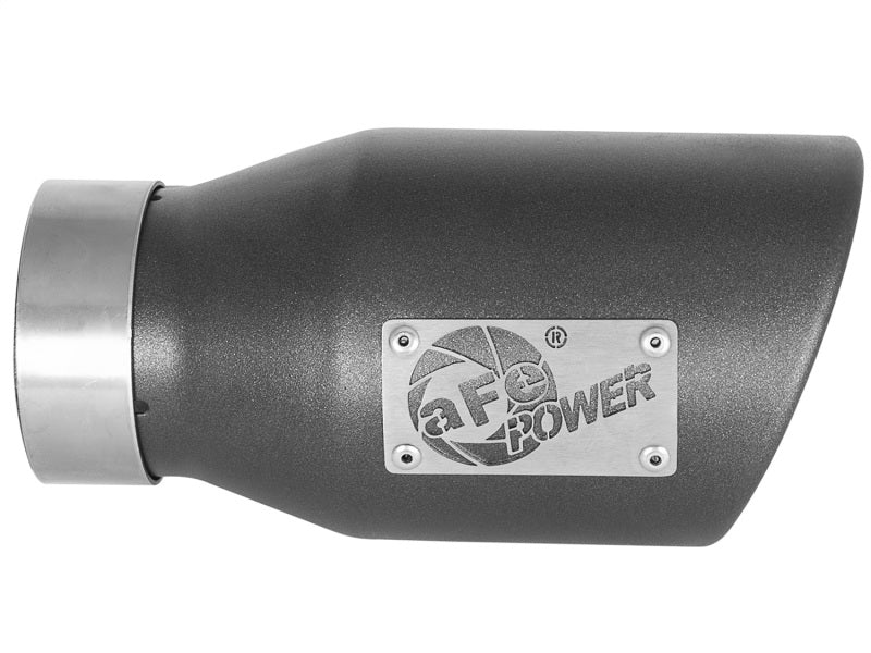 aFe MACH Force-Xp 3in 304 SS Metallic Black Exhaust Tip 3in In x 4-1/2in Out x 9in L Bolt-On Left - Burkken Auto Parts