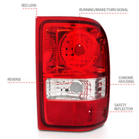ANZO 2001-2011 Ford Ranger Taillights w/ Red/Clear Lens (OE Replacement) Pair - Burkken Auto Parts
