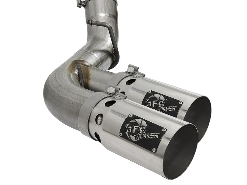 aFe Victory Series 4in 409-SS DPF-Back Exhaust w/ Dual Polished Tips 2017 GM Duramax V8-6.6L(td) L5P - Burkken Auto Parts