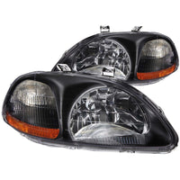 ANZO 1996-1998 Honda Civic Crystal Headlights Black - Burkken Auto Parts