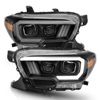 ANZO 2016-2017 Toyota Tacoma Projector Headlights w/ Plank Style Switchback Black w/ Amber - Burkken Auto Parts